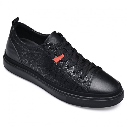 CHAMARIPA deportivas con alzas - zapatos con alzas - negro cuero zapatos casuales 5 CM Más Alto