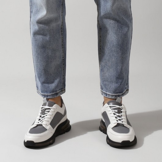 CHAMARIPA zapatos hombre con alzas - zapatos con alzas para hombre - gris tela de malla zapatillas transpirables 7 CM Más Alto 
