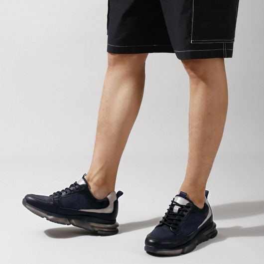 CHAMARIPA zapatos hombre con alzas - zapatos con alzas para hombre - negro tela de malla zapatillas transpirables 7 CM Más Alto 