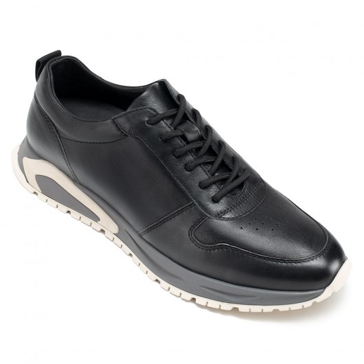 zapatos de hombre con alzas - zapatos hombre altos - zapatillas deportivas de cuero negro para hombre 5 CM