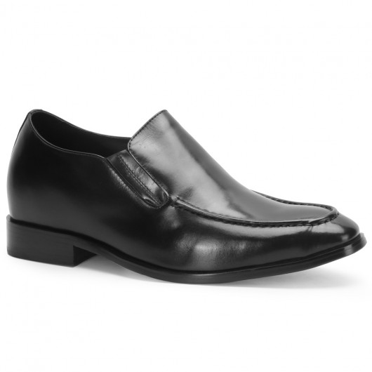 CHAMARIPA zapatos con plataforma hombre-zapatos alzas hombre-piel de becerro negra 7 CM Más Alto