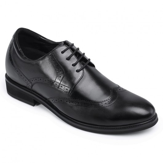 Zapatos formales para aumentar la altura - Zapatos negros de punta de ala - 7 CM Más Alto