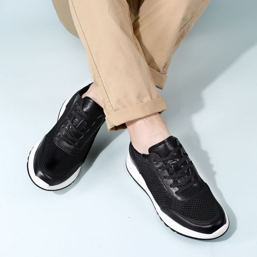 CHAMARIPA zapatos plataforma hombre - zapatos hombre con alzas - zapatillas de punto negras de los hombres 5 CM Más Alto
