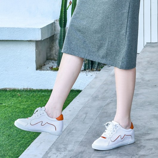 Zapatillas para Mujer que Añaden Altura Blancas - Zapatos Caballero con Plataforma - 6 CM Más Alta