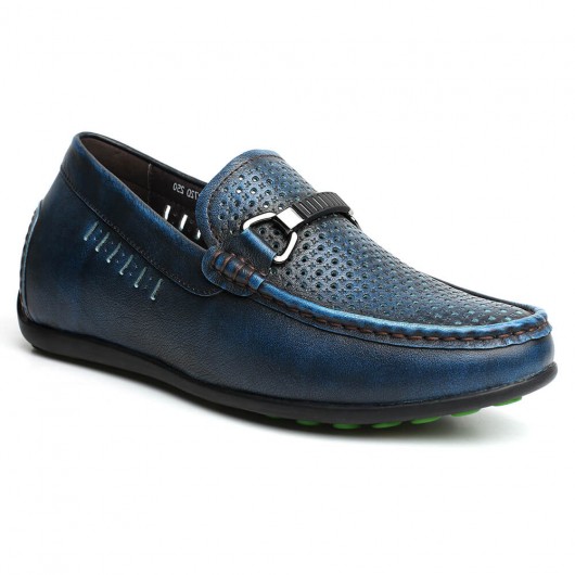 Los zapatos cómodos del aumento de la altura levantan los holgazanes azules de los hombres de los zapatos los 6CM /2.36 de los hombres