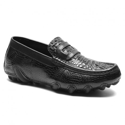 Zapatos de tacón ocultos para hombres Piel de cocodrilo que aumenta la altura Zapatos mocasines 6 cm /2.36 pulgadas
