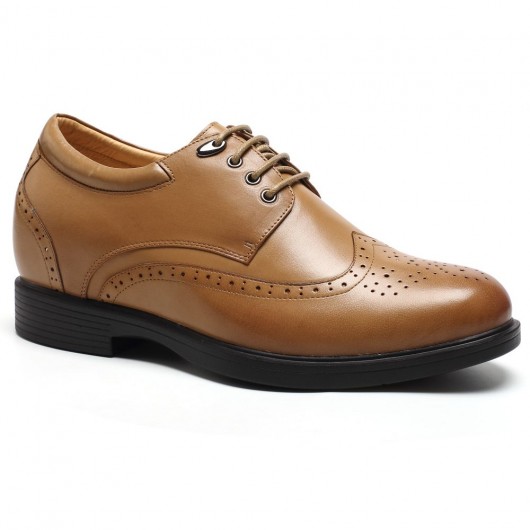 Zapatos Hombre Brogues Moda Marrónes - Zapatos Caballero con Plataforma - 8 CM Más Alto
