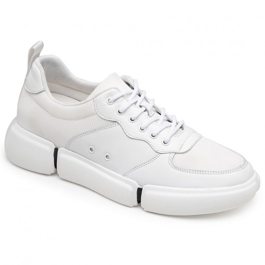 Zapatos de aumento de altura Chamaripa para hombres zapatos de elevación casuales blancos 7CM / 2.76 pulgadas