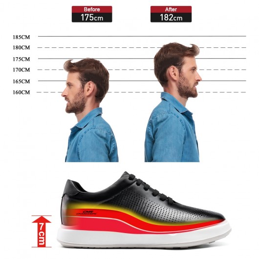 zapatillas con alzas - zapatos de altura - zapatillas de deporte casuales negras transpirables para hombres 7 CM