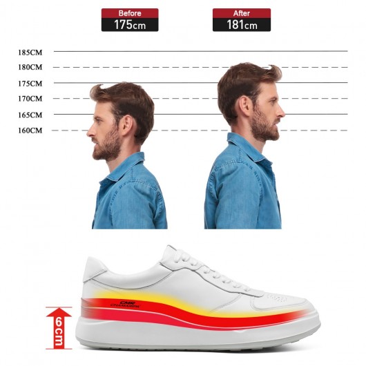 zapatos alzas para hombres - zapatos para hombre que aumentan estatura - zapatillas blancas elevador hombre 6 CM