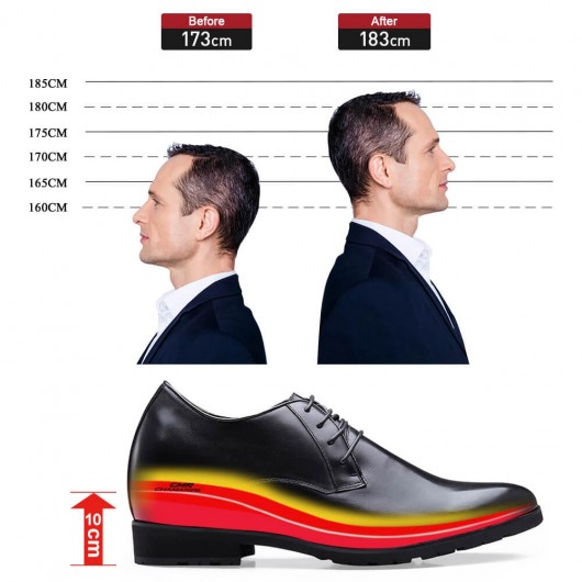 Zapatos Hombre que Suben Estatura Negros - Zapatos de Vestir Elegantes - 10 cm Más Alto