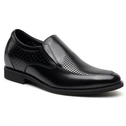 Men Breathable Platform Sandals Leather Slip-on Elevator Shoes Summer Lift Shoes 7 cm /2.76 Inches