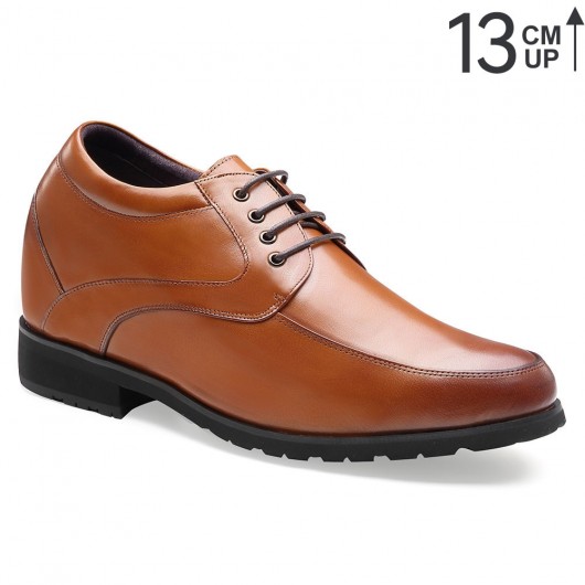 Zapatos que aumentan la estatura - zapatos marrónes de cuero para hombre - 13 CM Más Alto