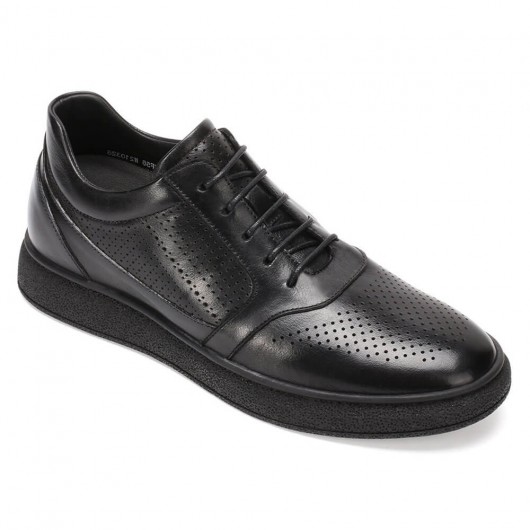 CHAMARIPA zapatos altos hombre - zapatos con plataforma hombre - zapatillas casual de cuero negro 6 CM Más Alto