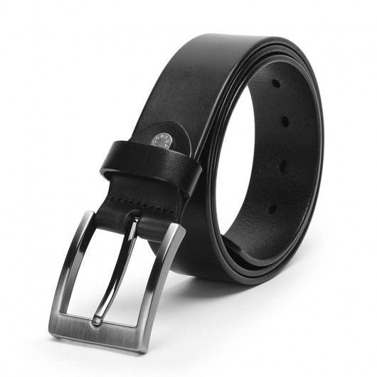 Chamaripa Cinturones para hombres Cinturón de cuero hecho a mano genuino con hebilla negra