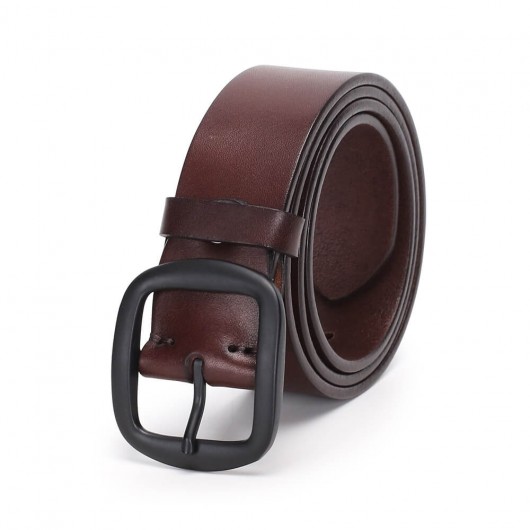 Chamaripa Cinturones casuales para hombres Cinturón de cuero genuino hecho a mano con hebilla Marrón oscuro