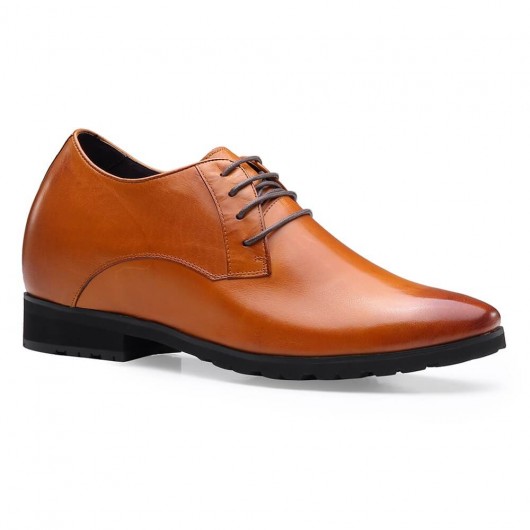Chamaripa Zapatos de vestir de hombre de tacón alto modernos Formal Business Taller Shoes Brown 10 CM /3.94 pulgadas