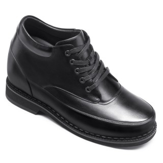 zapatos con altura hombre - zapatos para hombres bajitos - Zapato de vestir elevador hombre piel negra 12 CM
