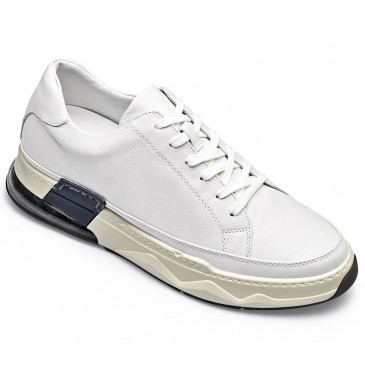 CHAMARIPA zapatos con alzas - zapatos altos hombre - zapatillas de cuero blancas - 8 CM Más Alto