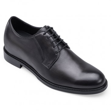 zapatos altos hombre - zapatos con alza - Zapatos Derby de piel de vaca negra gris - 6CM más alto