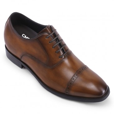 CHAMARIPA  zapatos hombre con tacon - Zapatos de vestir de cuero marrón - 7 CM más alto