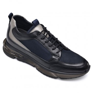CHAMARIPA zapatos hombre con alzas - zapatos con alzas para hombre - negro tela de malla zapatillas transpirables 7 CM Más Alto 
