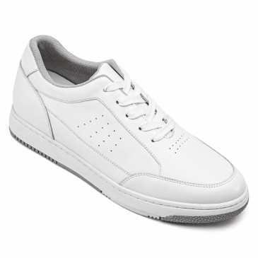 calzado con alzas hombre - zapatos de hombre con tacon - zapatillas casuales de hombre blancas 6 CM
