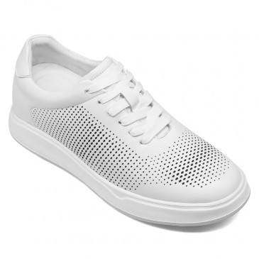 zapatos con alzas hombre - zapatos con alza - zapatillas blancas transpirables para hombre 7CM