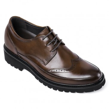 Zapatos de hombre más comodos - Zapatos brogue marrónes para ser más altos - 7 CM Más Alto