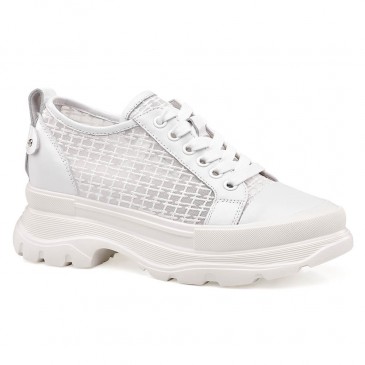 Zapatos Mujer de Aumento de Altura Blancos - Zapatos de Verano Transpirables - 6 CM Más Alto