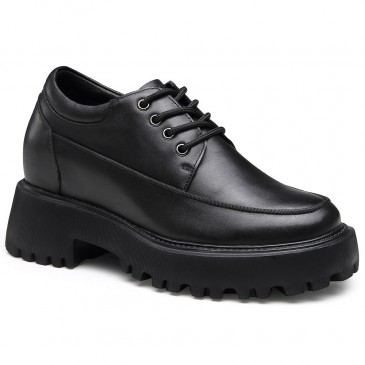 Chamaripa Zapatillas de cuña negras - Zapatillas de cuña para mujer - Zapatos casuales de cuero 9 CM Más Alto