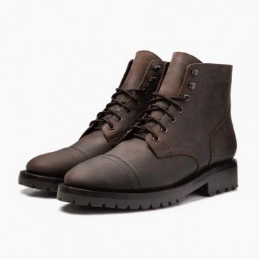 zapatos con alzas hombre - Botas de hombre marrones personalizadas de lujo hechas a mano 7CM