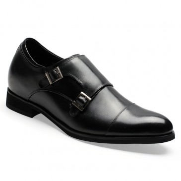 Zapatos Con Alzas - Hommes chaussures de dressage ascenseur Chaussures Monk Strap Lift pour obtenir plus haut 7 CM Más Alto