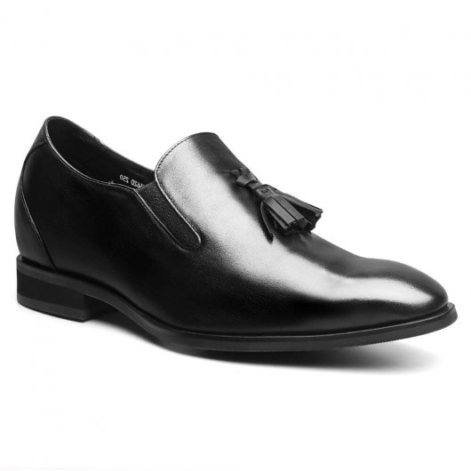 أحذية الارتفاع الرسمي الأسود زيادة أحذية للرجال أحذية جلدية عالية الكعب 7 سم