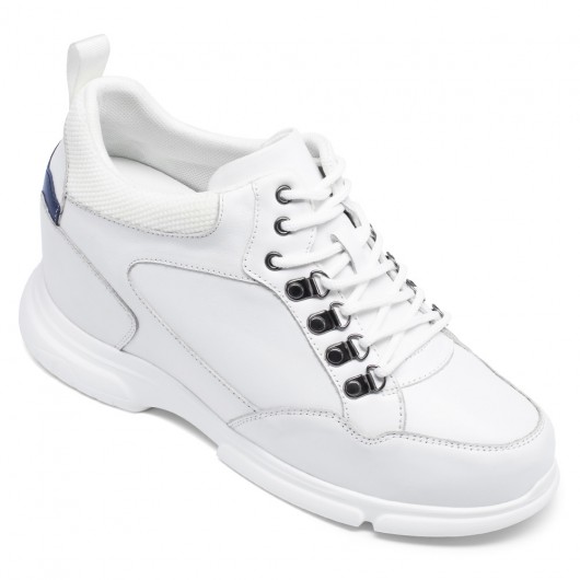CHAMARIPA زيادة الارتفاع أحذية الرجال مصعد أحذية رياضية أحذية جلدية بيضاء 10 سنتيمتر