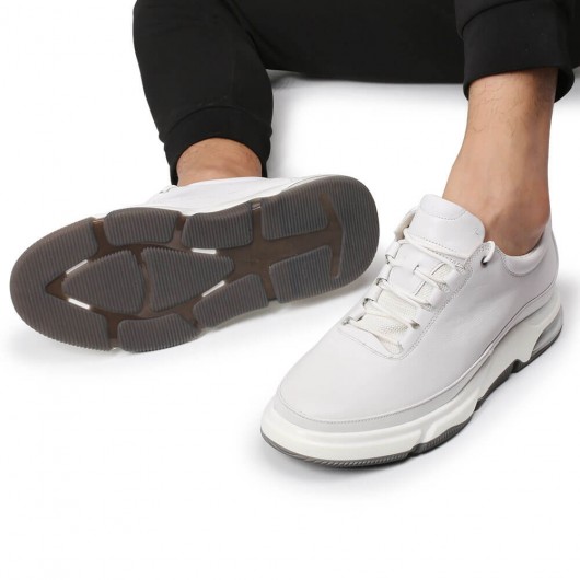 CHAMARIPA حذاء رياضي مع مصعد للرجال حذاء رياضي جلد أبيض طويل القامة 7 سم