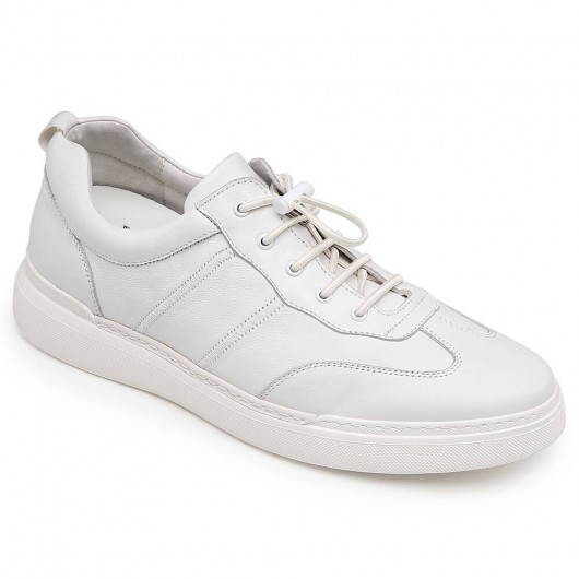 CHAMARIPA حذاء طويل القامة كاجوال للرجال جلد أبيض أحذية عالية الكعب 6 سم