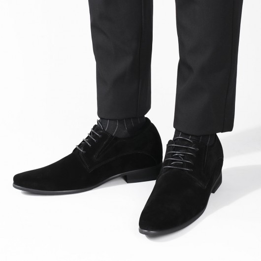 Chamaripa الارتفاع زيادة أحذية الجلد المدبوغ الأسود المخفية أحذية عالية الكعب الرجال اللباس 8 سم