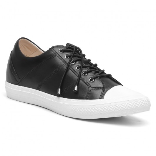 حذاء كاجوال ذو كعب عالي أحذية عالية الكعب للرجال حذاء المشي أسود طويل التل 6 سم