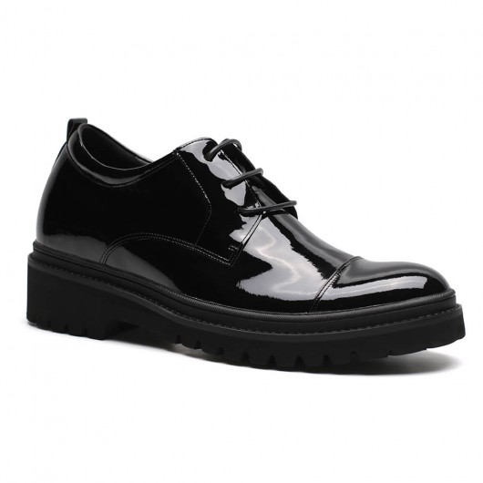 Chamaripa أحذية المصعد الرسمي ارتفاع أسود زيادة أحذية اللباس براءات الاختراع والجلود أحذية ارتفاع إضافي 9 سم