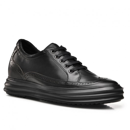 CHAMARIPA رجال الأعمال مصعد أحذية جلدية عادية طويل القامة حذاء رجالي أسود بولوك 7 سم