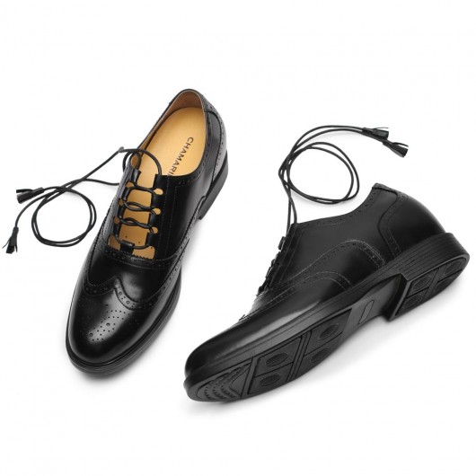 CHAMARIPA الرجال المصاعد المصاعد الرجال اللباس زيادة الأحذية الجلدية السوداء الكامل البروغ موقع قراء الأحذية 8 سم