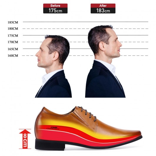 ارتفاع متزايد أحذية للرجال الأحذية الجلدية لتبدو أطول 8 سم