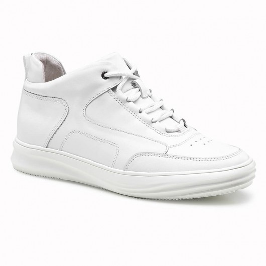 حذاء شاماريبا للمصاعد للرجال حذاء رياضي أبيض يضيف ارتفاعًا غير مرئي 6 سم