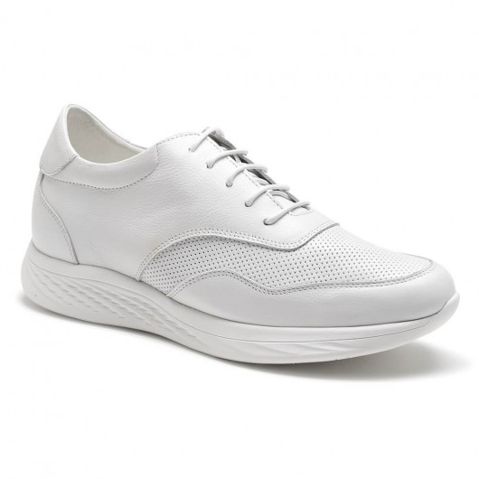 Chamaripa عارضة أحذية الرجال طويل القامة أحذية بيضاء لزيادة ارتفاع الراحة المشي أحذية طويل القامة 7 سم
