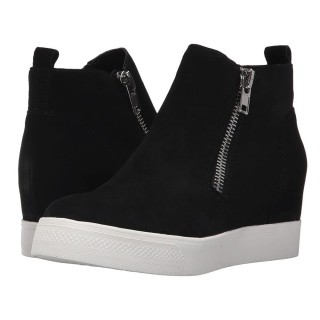 Chamaripa hidden wedge sneakers women - black high top wedge sneakers - custom shoes - 7 CM / 2.76 Inches