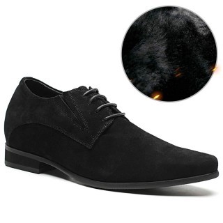 Chamaripa الارتفاع زيادة أحذية الجلد المدبوغ الأسود المخفية أحذية عالية الكعب الرجال اللباس 8 سم