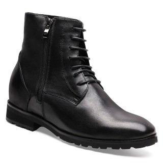 Chamaripa ارتفاع متزايد أحذية جلدية سوداء الرجال طويل القامة أحذية مصعد أحذية للرجال 7 سم