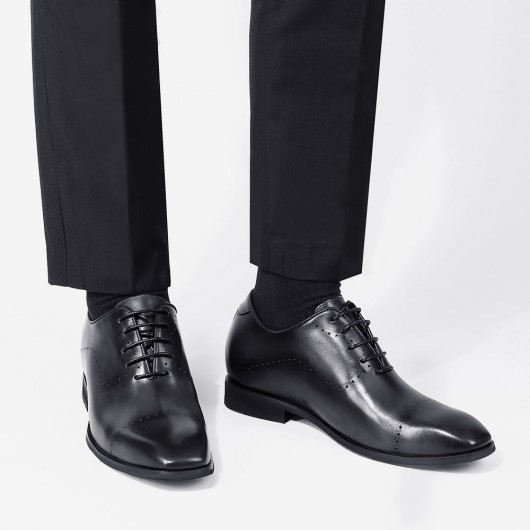 CHAMARIPA scarpe uomo con rialzo - scarpe rialzanti uomo eleganti - scarpe da smoking grigio scuro 7CM Più alto