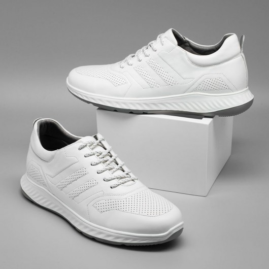 rialzo scarpe uomo - sneakers tacco interno - sneakers in pelle bianca che sembrano più alte di 6 CM